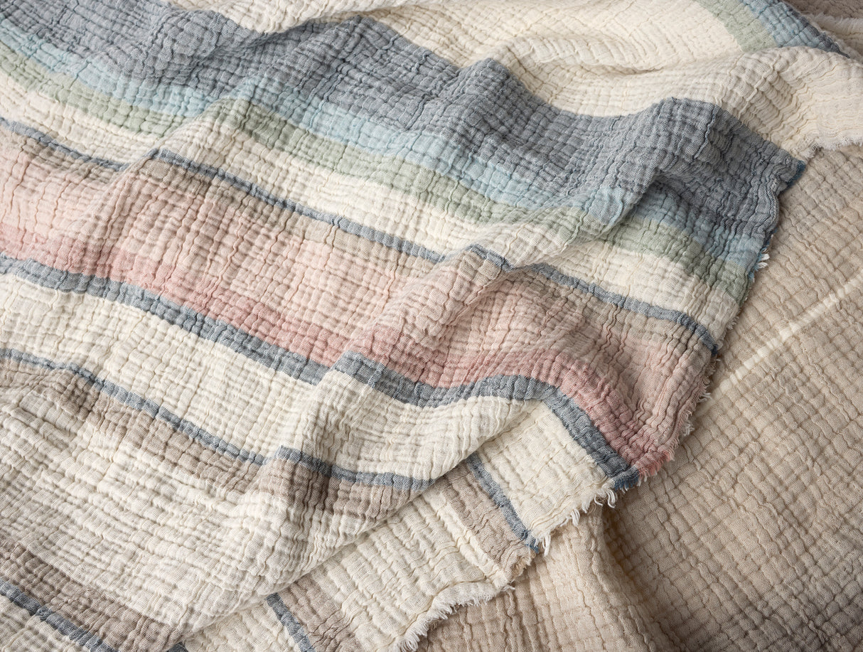 Coyuchi Topanga Dusk Stripe Organic Matelasse Coverlet Swatch at Fig Linens and Home 3