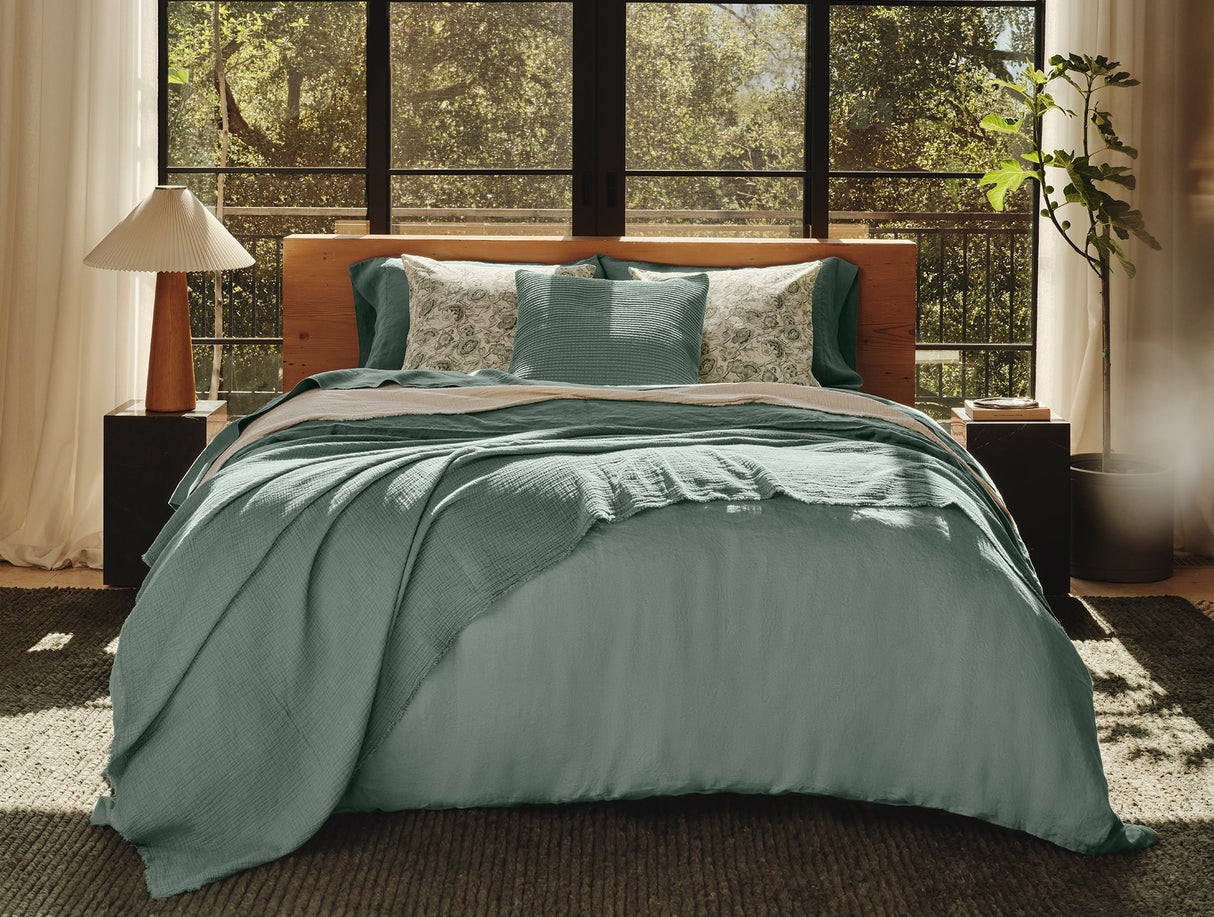 Coyuchi Topanga Juniper Organic Matelasse Blankets | Fig Linens and Home - Lifestyle