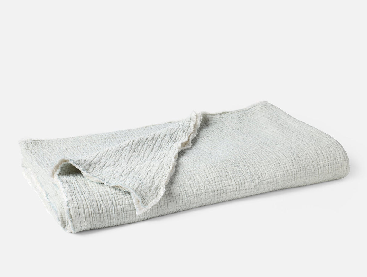 Coyuchi Topanga Tidal Chambray Organic Matelasse Blankets at Fig Linens and Home