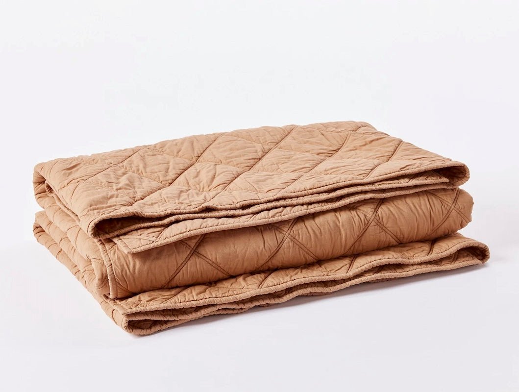 Organic Cotton Comforter - Coyuchi Diamond Stitched Ginger Quilt at Fig Linens and Home