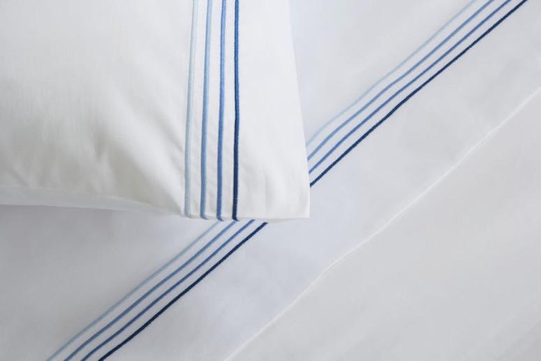 Frette Hotel Cruise Sky Blue Detail of Bedding | Fig Linens