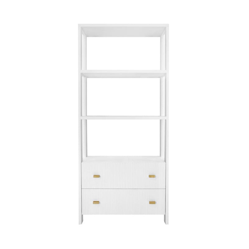 Etagere - Worlds Away Davie White Etagere at Fig Linens and Home - Shelves & Storage Front View