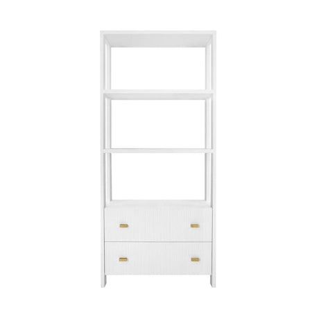 Etagere - Worlds Away Davie White Etagere at Fig Linens and Home - Shelves & Storage Front View