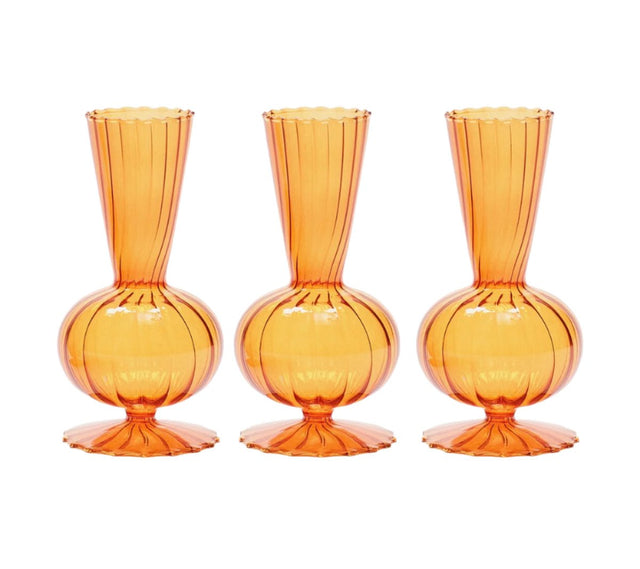 Kim Seybert BUD VASE: TESS S3 - Amber Glass Bud Vases Set at Fig Linens and Home 1
