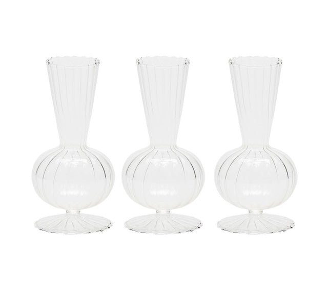 Kim Seybert BUD VASE: TESS S3 - Clear Glass Bud Vases Set at Fig Linens and Home 1