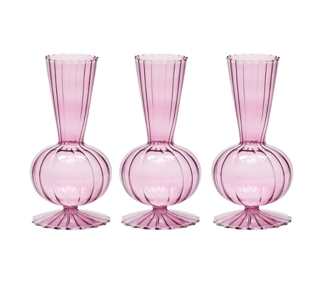 Kim Seybert BUD VASE: TESS S3 - Lavender Violet Glass Bud Vases Set at Fig Linens and Home 1
