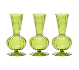 Kim Seybert BUD VASE: TESS S3 - Olive Green Glass Bud Vases Set at Fig Linens and Home 1