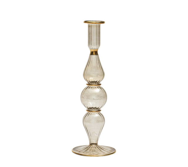 Ripple Smoke Candlestick | Kim Seybert at Fig Linens and Home
