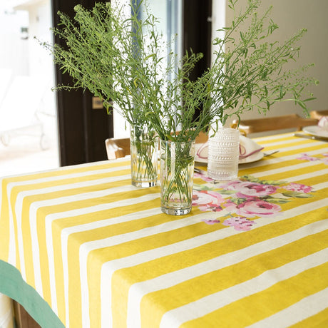 Lily of the Valley Yellow & Green Tablecloth Lifestyle | Mode Living at Fig Linens and Home