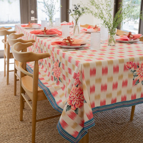 Bermuda Pink Floral Tablecloth Lifestyle | Mode Living at Fig Linens and Home