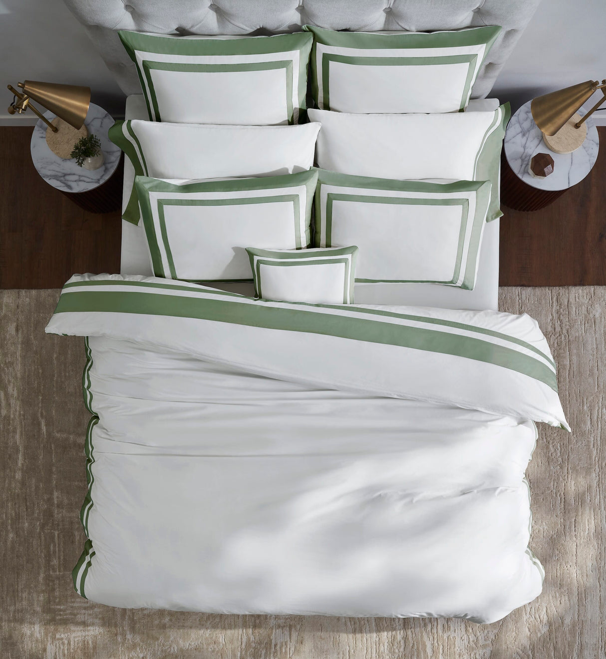 Orchids Lux Stella Organic Duvet Cover - Twin - Olive at Fig Linens and Home 15