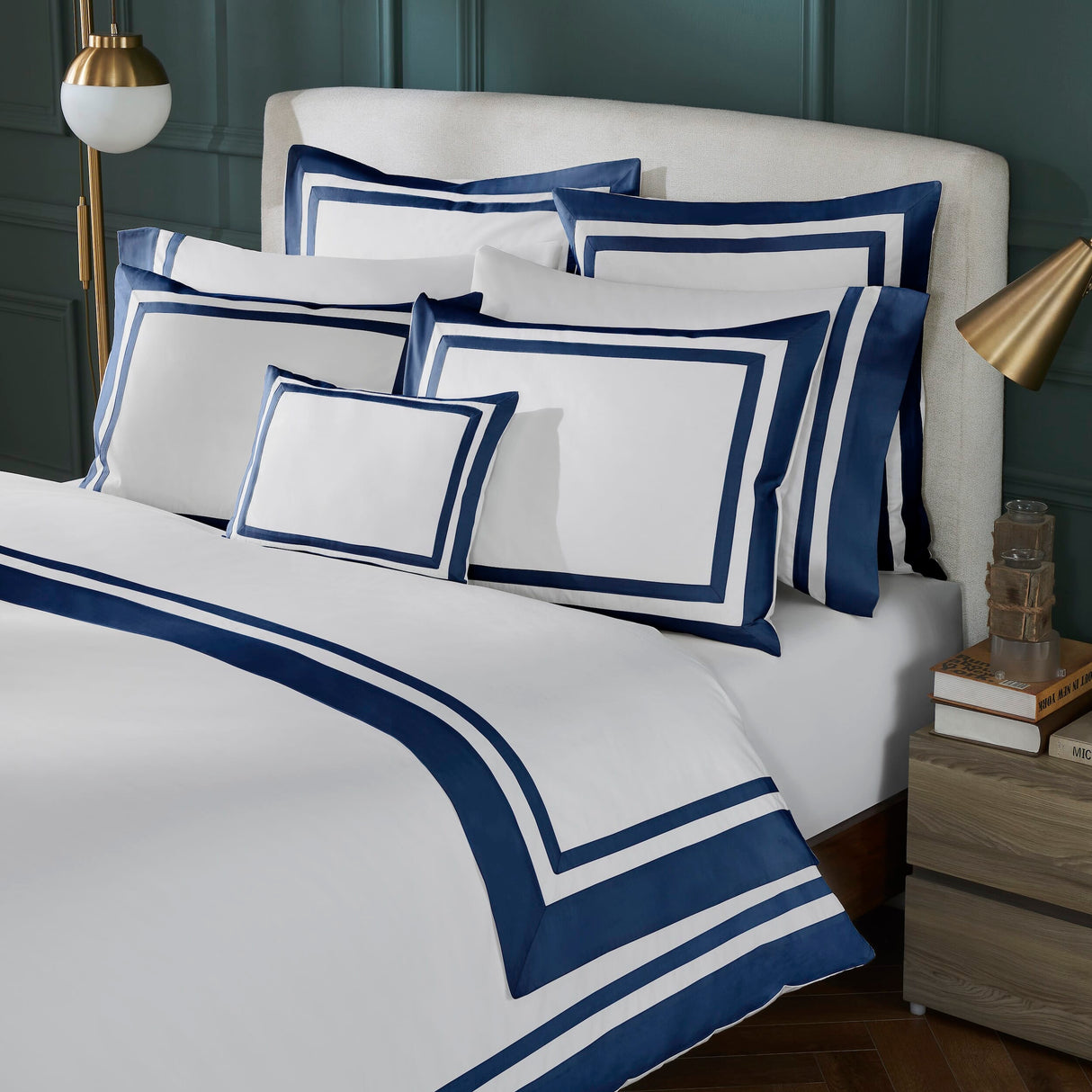 Orchids Lux Stella Organic Duvet Cover - King - Navy at Fig Linens and Home 1
