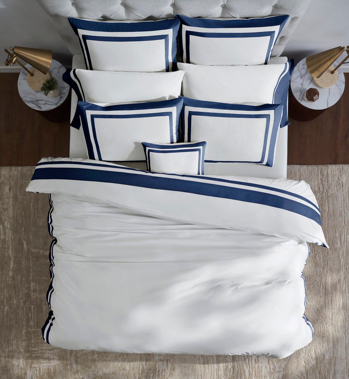 Orchids Lux Stella Organic Duvet Cover - King - Navy at Fig Linens and Home 2