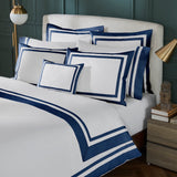 Orchids Lux Stella Organic Duvet Cover - Queen - Navy at Fig Linens and Home 1
