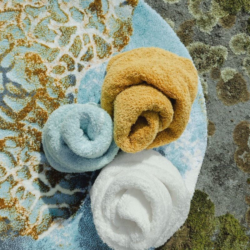 Abyss Habidecor Bath Rug - Dune Round Bathroom Rug - Aqua 210 - Fig Linens and Home 4