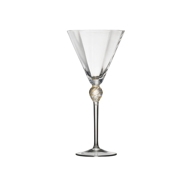 Daphne Wine Glass in Clear & Gold by Kim Seybert at Fig Linens and Home