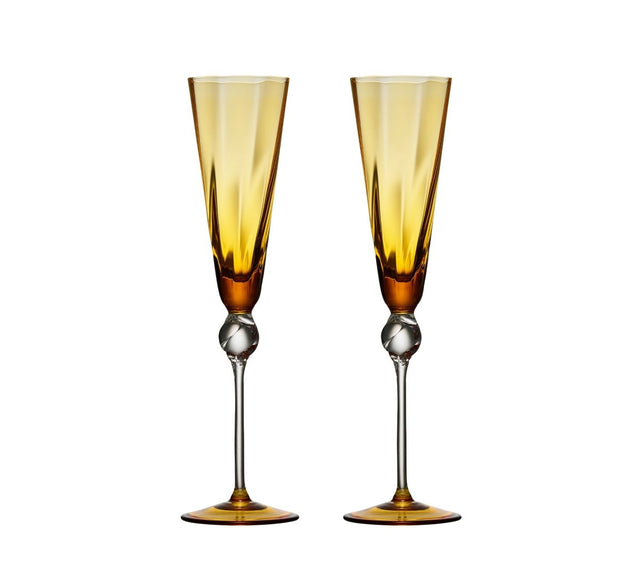 Daphne Flute in Amber, Set of 2 in a Gift Box by Kim Seybert at Fig Linens and Home