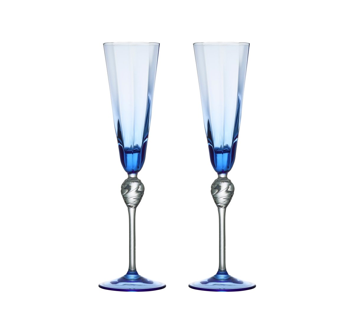 Daphne Flute in Blue, Set of 2 in a Gift Box by Kim Seybert at Fig Linens and Home