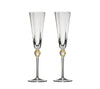 Daphne Flute in Clear & Gold, Set of 2 in a Gift Box by Kim Seybert at Fig Linens and Home