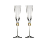 Daphne Flute in Clear & Gold, Set of 2 in a Gift Box by Kim Seybert at Fig Linens and Home