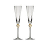 Daphne Flute in Clear & Gold, Set of 2 in a Gift Box by Kim Seybert at Fig Linens and Home