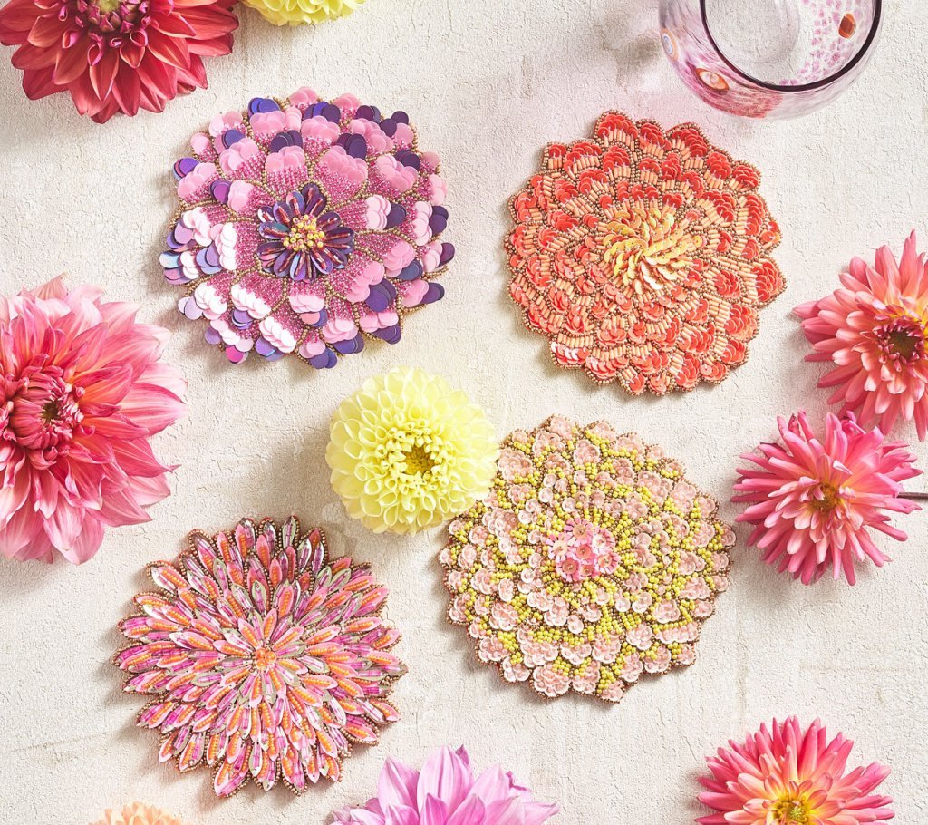 Dahlia Drink Coasters Set of 4 in a Gift Bag by Kim Seybert Fig Linens and Home 3