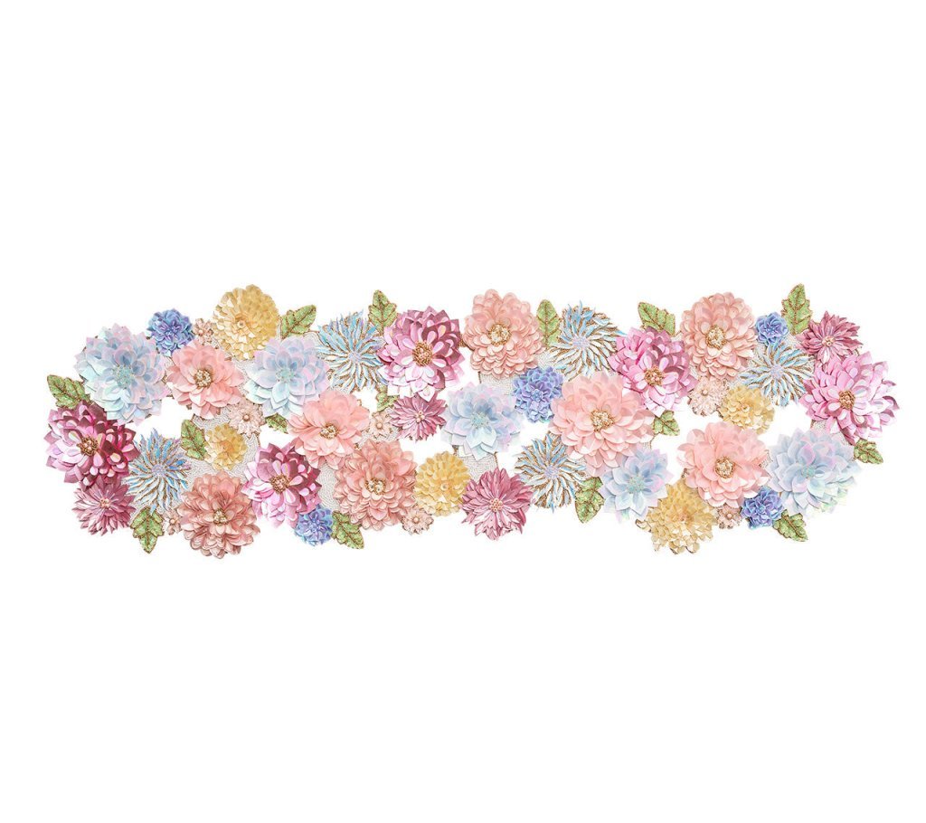 Dahlia Table Runner in Sorbet by Kim Seybert at Fig Linens and Home - Runner View 1