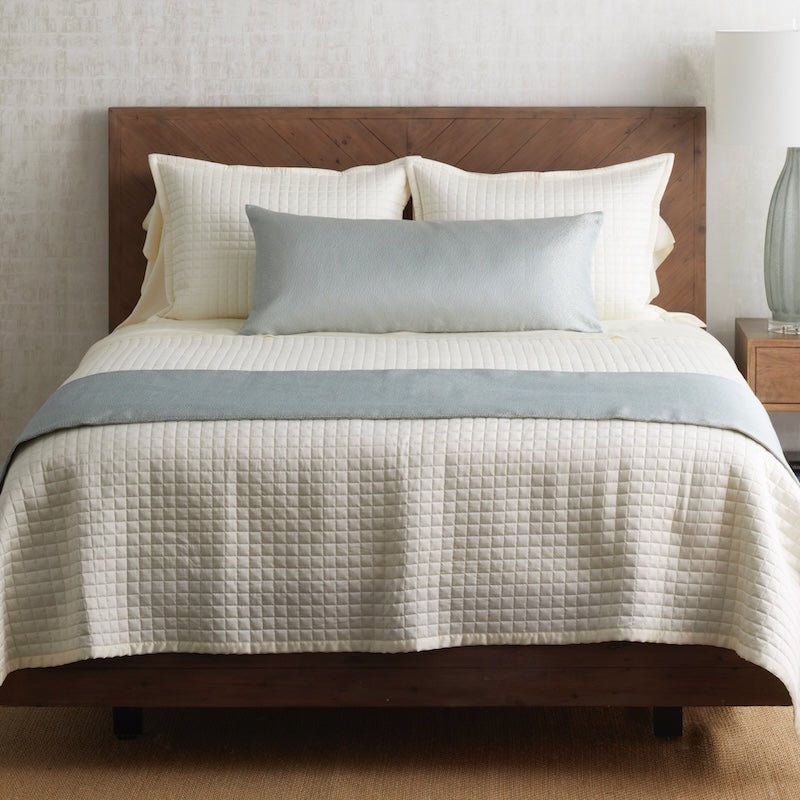 Dapple Bed Finisher Set in Blue by Ann Gish -  Foot of Bed - Fig Linens and Home