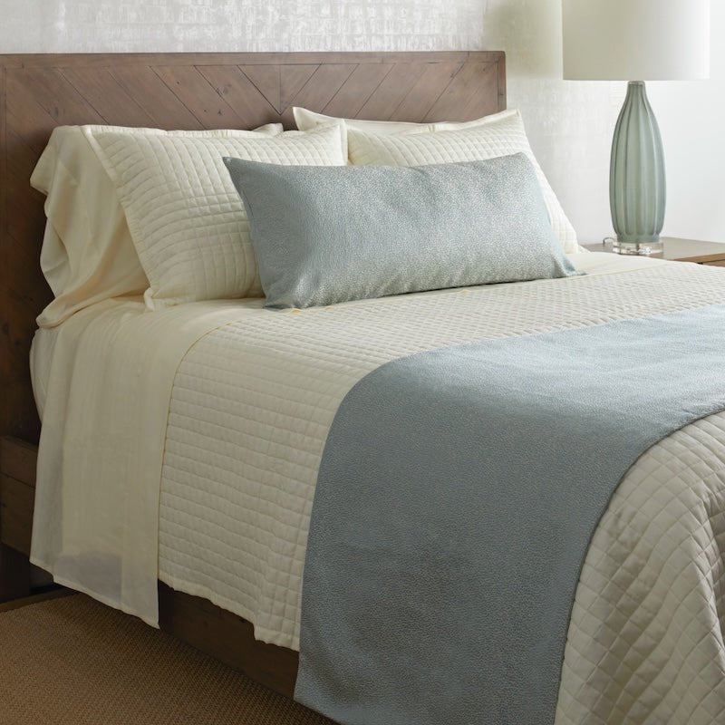 Dapple Bed Finisher Set in Blue by Ann Gish - Angle View of Bed - Fig Linens and Home