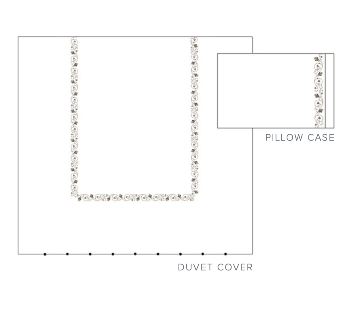 Broccato Embroidery Bed Diagram 1 | Dea Fine Linens