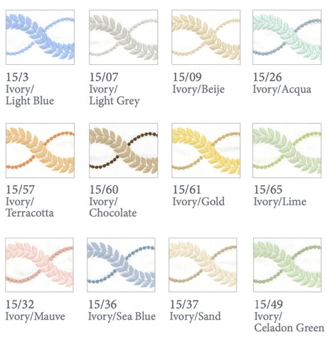 Dea Linens Diana Embroidery Bedding Swatch of Colors