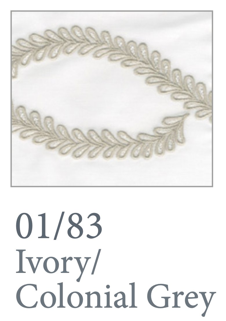 Dea Linens Mirea Embroidery Swatch - Custom Bedding - Colonial Grey 83 - Fig Linens and Home