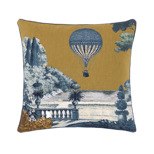 Yves Delorme Montgolfier Bronze P Decorative Pillow by Yves Delorme  - Decorative Pillow 18 x 18 Montgolfier Bronze P  at FIG LINENS AND HOME - 1