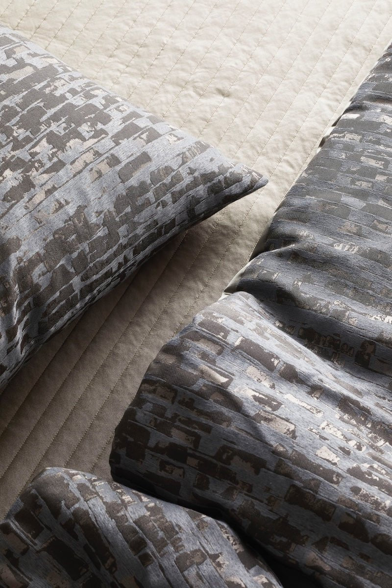 Close Up Delphi Steel Bedding by Ann Gish at Fig Linens and Home