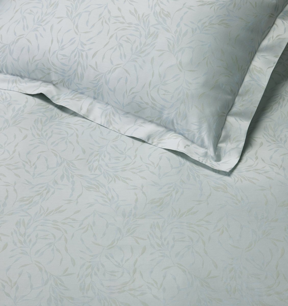 Duvet and Shams Detail - Sferra Selini Bedding in Silver Sage at Fig Linens and Home