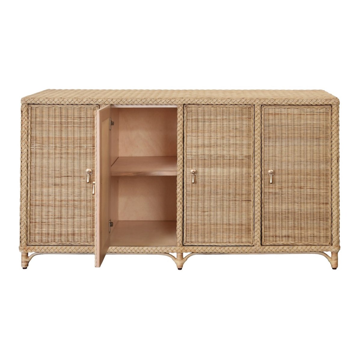 Buffet Table - Evander Rattan Buffet Table by Worlds Away - Open Doors View - Fig Linens and Home