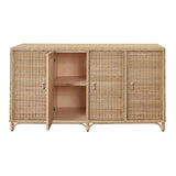 Buffet Table - Evander Rattan Buffet Table by Worlds Away - Open Doors View - Fig Linens and Home