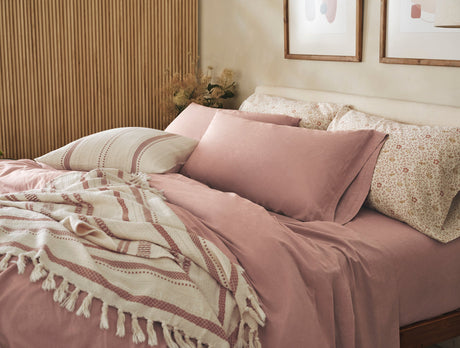 Coyuchi Praline Chambray Organic Crinkled Percale Sheet Sets at Fig Linens and Home - Lifestyle