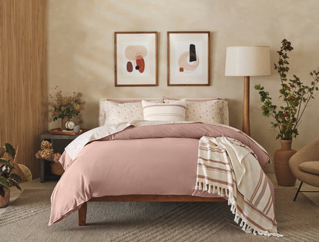 Coyuchi Praline Chambray Organic Crinkled Percale Duvet at Fig Linens and Home - Lifestyle 1
