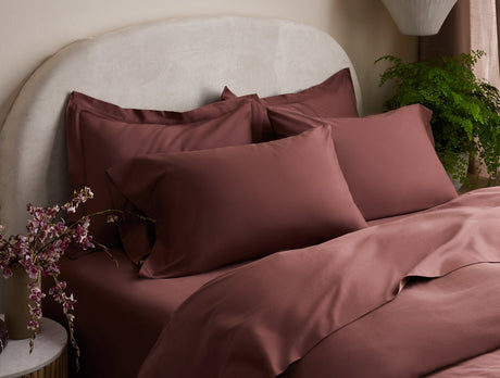 Cloud Soft Organic Sateen Mulberry Sheet Set Styled Room View | Coyuchi at Fig Linens and Home
