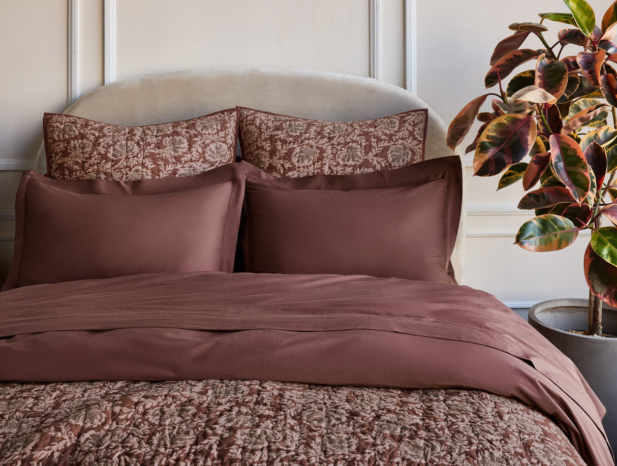 Cloud Soft Organic Sateen Mulberry Sheet Set Styled Room View 3 | Coyuchi at Fig Linens and Home