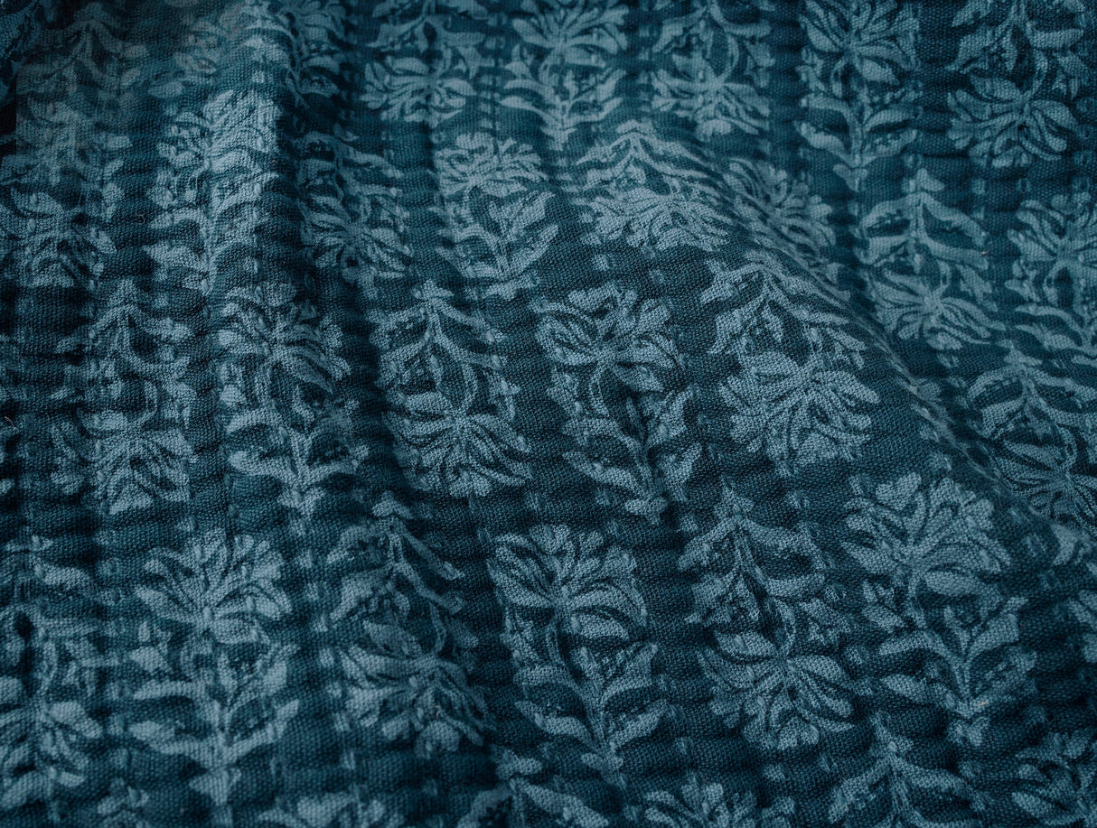 Mirada Organic Matelasse Cerulean Chrysanthemum Coverlet 2 | Coyuchi at Fig Linens and Home