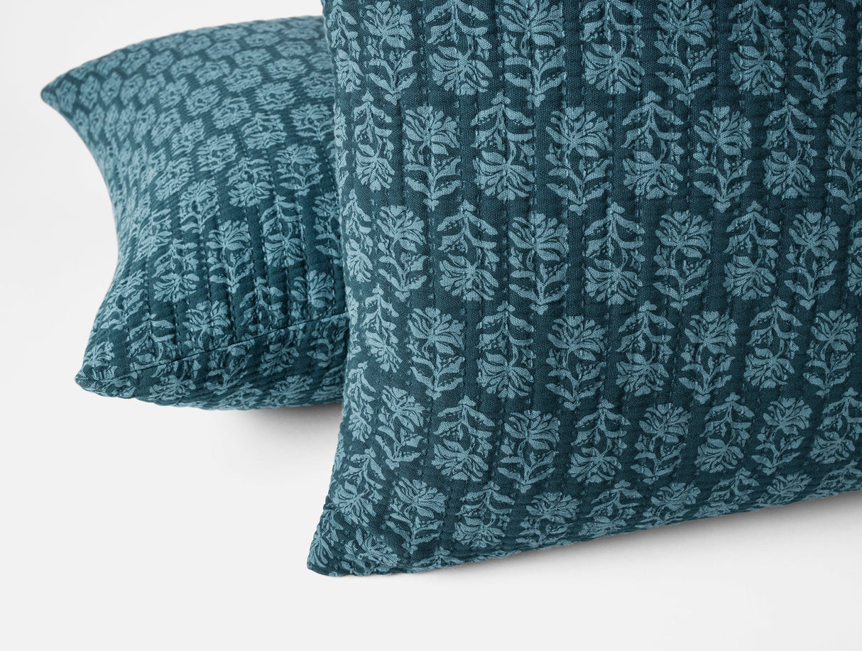 Mirada Organic Matelasse Cerulean Chrysanthemum Euro Sham 3 | Coyuchi at Fig Linens and Home