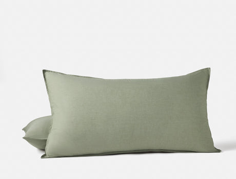 Organic Crinkled Percale Olive Chambray King Sham | Coyuchi at Fig Linens and Home