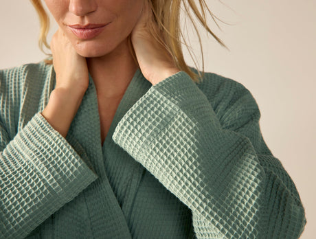 Unisex Organic Waffle Sage Robe 3 | Coyuchi at Fig Linens and Home