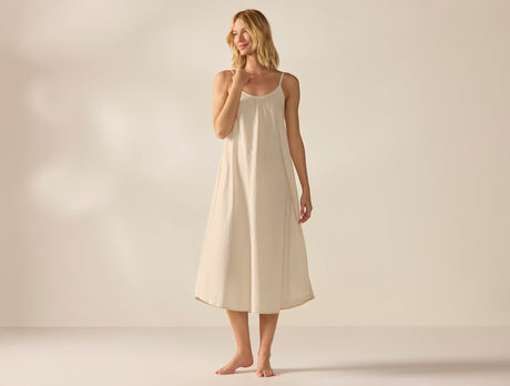 Women's Isla Organic Cotton Undyed w/ Hazel Rosehip Night Dress | Coyuchi at Fig Linens and Home