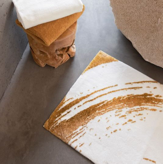 Corner Fortuny 27x47 Gold 800 Bath Rug by Abyss at Fig Linens and Home