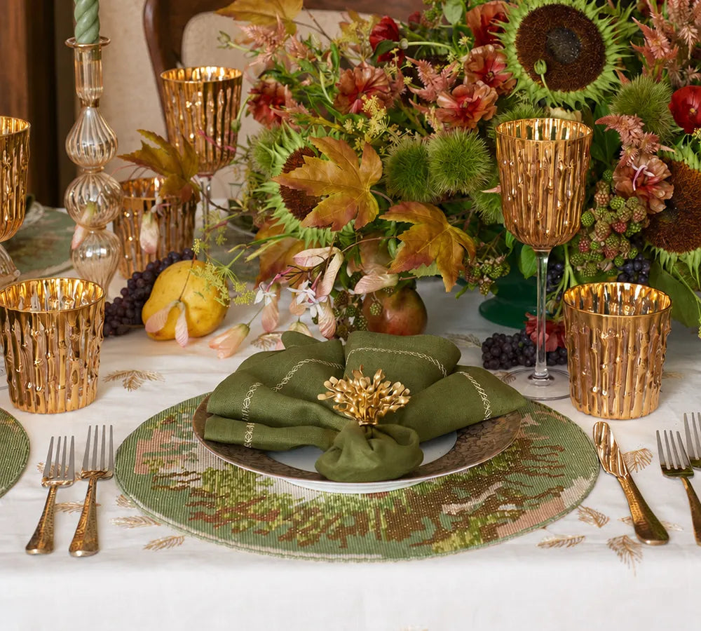 Tapestry Green/Natural Placemat Detail 2 | Kim Seybert at Fig Linens and Home