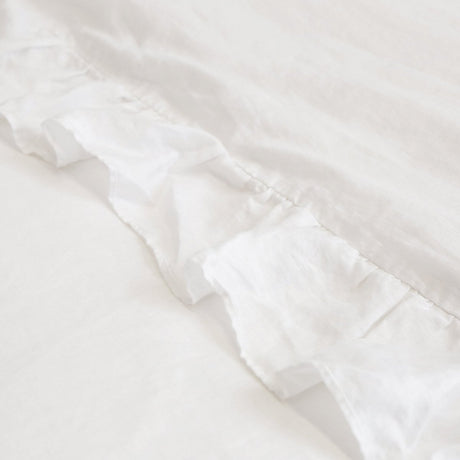 Fig Linens - Pom Pom at Home Bedding - Charlie White Linen Bedding with Ruffles