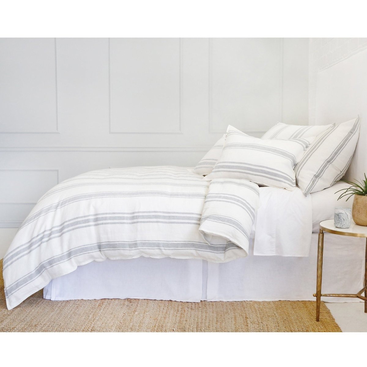 Fig Linens - Pom Pom at Home Bedding - Jackson Cream/Grey Linen Duvet and Shams